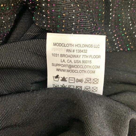 Modcloth Shimmer On Show Dress Long Sleeve Tulip Skirt Dress Black - Picture 13 of 13